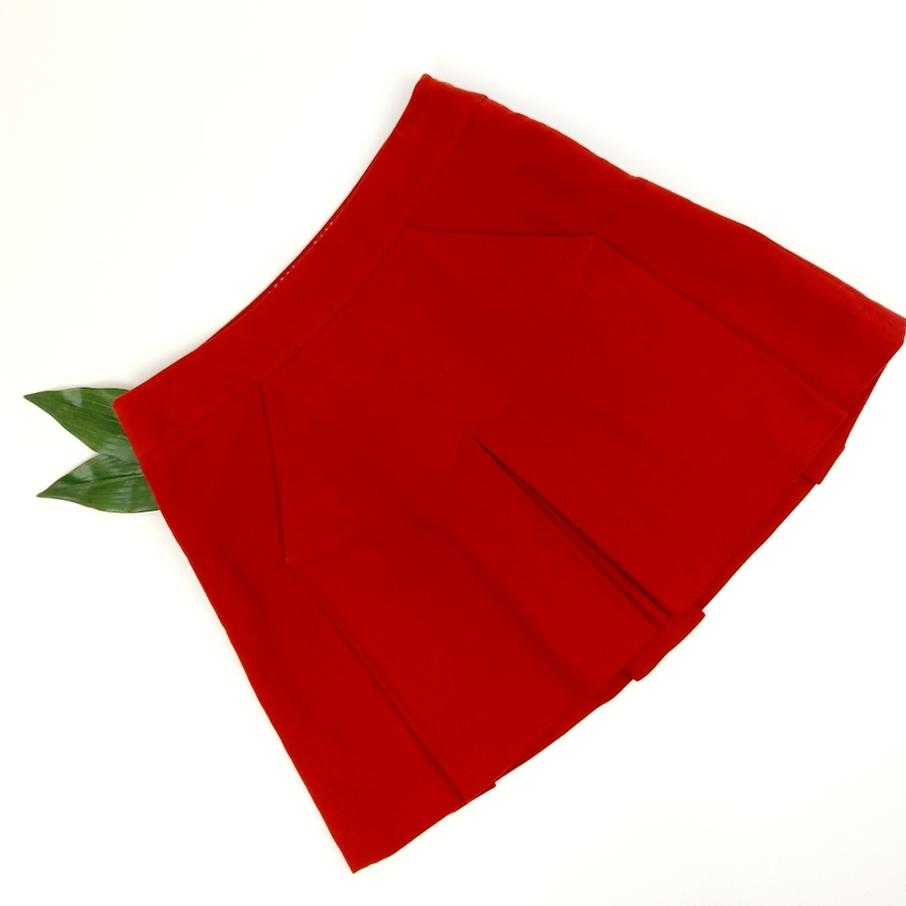 Elevenses Red Pleated Mini Skirt Size 2
